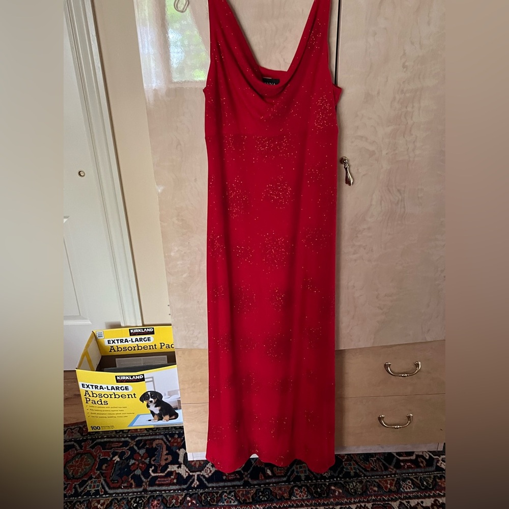 Arianna by Rachel Kaye Red Sleeveless Cowl Neck Maxi Gown